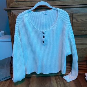 American eagle buttoned off the shoulder sweater